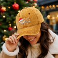 thumbnail image 5 of Baseball Caps For Unisex Vintage Washed Soft Crown Christmas Hat Believe Snowflake Santa Embroidery Sun Shading Headwear, 5 of 6