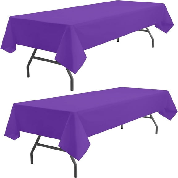 Purple Tablecloths Plastic 2 Pack Violet Disposable Table Covers 54 x 108 Inch.
