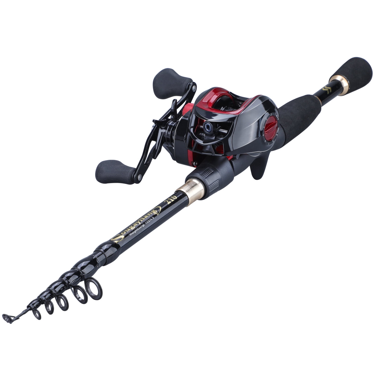 Sougayilang Carbon Fiber Casting Telescopic Fishing Rod and 7.11 GR Baitcaster Reel Fishing