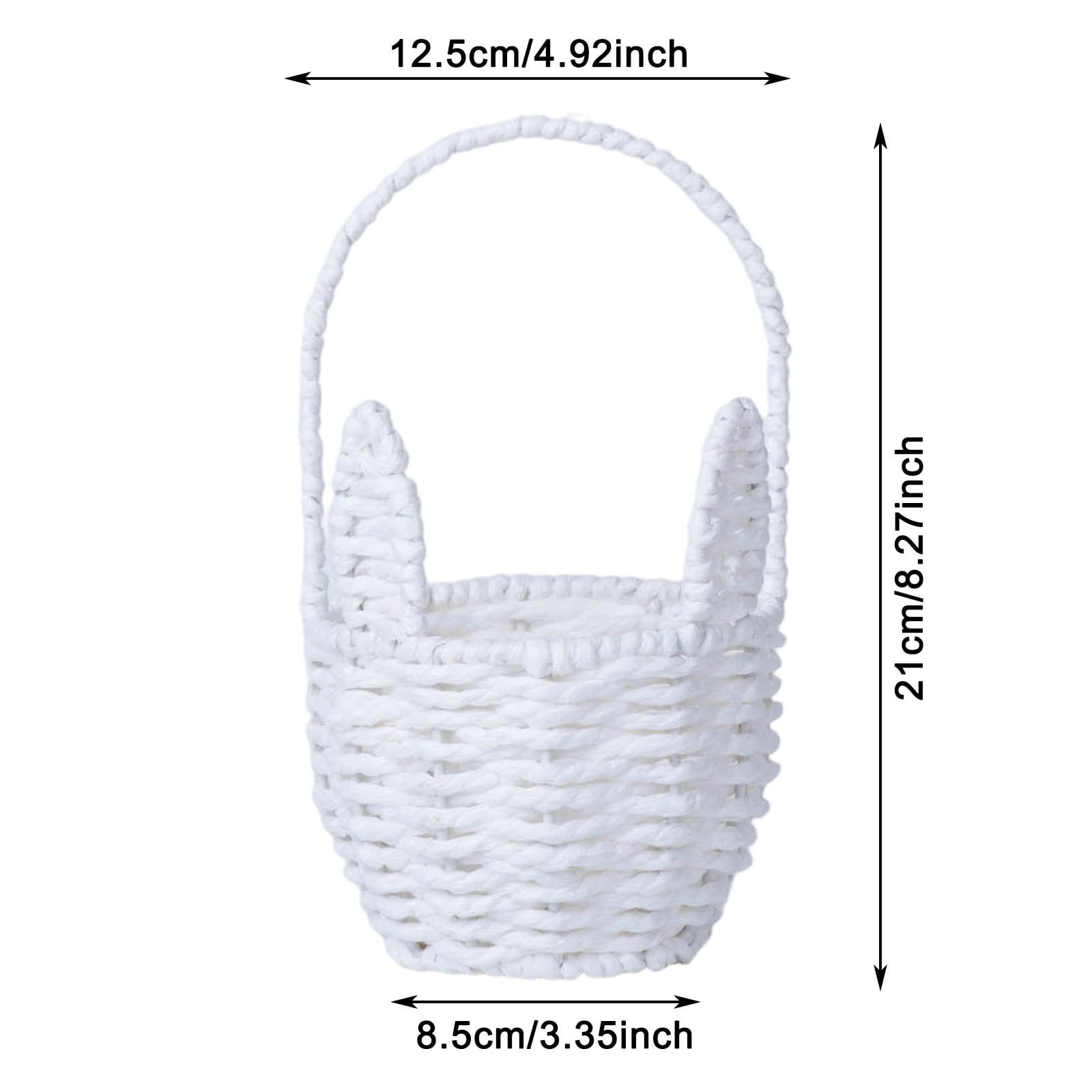 Woven Easter Bunny Basket, Handwoven Storage Basket with Handle, Cute Rabbit Shaped Basket for Baby Shower Party Favors, Nursery Organizer & Picnic
