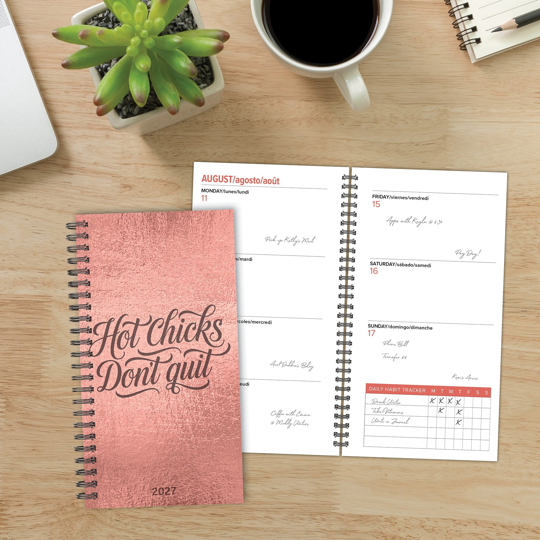 Willow Creek Press Hot Chicks Don't Quit 2027 3.5" x 6.5" Softcover Weekly Spiral (66751)
