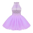 thumbnail image 2 of DPOIS Kids Girls Mock Neck Sequin Ballet Dancewear Gymnastics Leotard Mesh Tutu Dress, 2 of 4