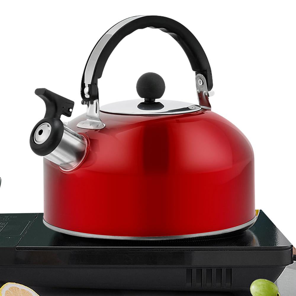 Buckingham Stainless Steel Stove Top Induction Gas Whistling Kettle 3 L Red 