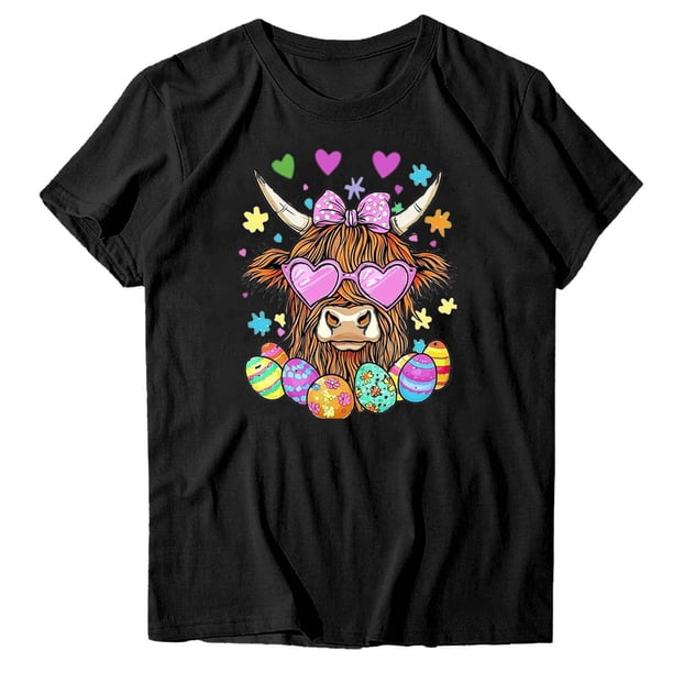 Camisetas de Manga Larga de las Mujeres con Estampado de Pascua, Cuello Redondo Suelto Casual Top para el Uso Diario de Primavera
