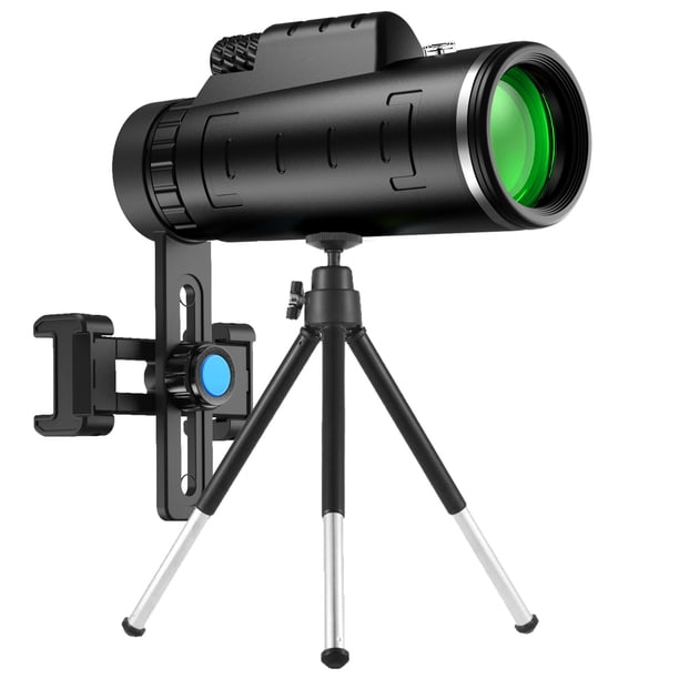 Telescopio Monocular 40X60 con prisma de brújula, Monocular de alta potencia, telescopio Monocular de visión clara con poca luz con soporte para teléfono