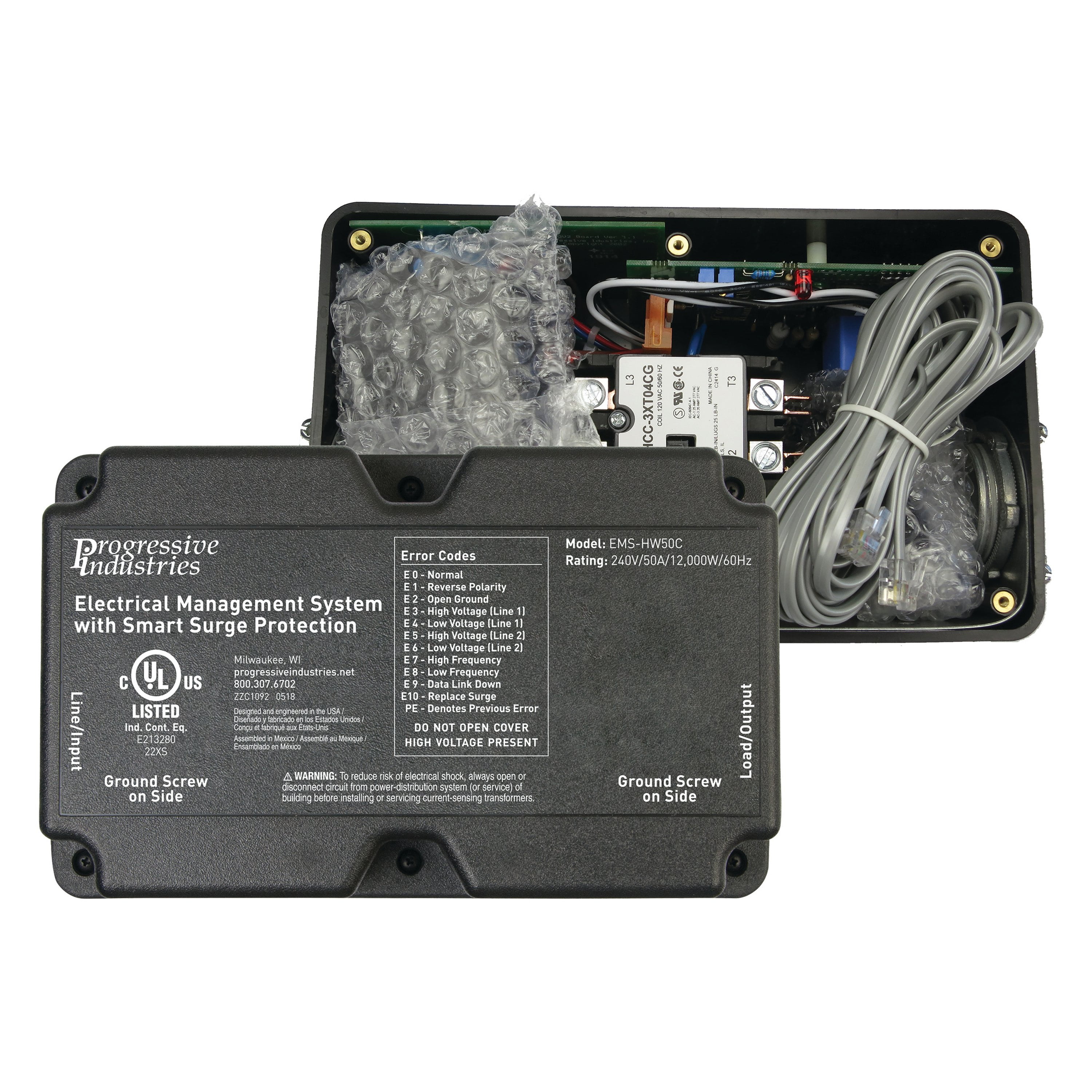 Progressive Industries EMS-HW50C Hardwired RV Electrical Management System Surge Protector With Remote Display, 50 Amp