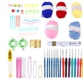 thumbnail image 3 of Kit de tejido DIY con ganchos de crochet de plástico de crisantemo azul y bolsa de almacenamiento de hilo de lana para principiantes, 3 of 15