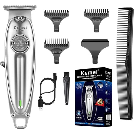 KEMEI Professional Beard and Hair Trimmer for Men, Cordless T-Blade Trimmers, Electric Hair Clippers for Barbers and Stylists, All Body Grooming Model 1949