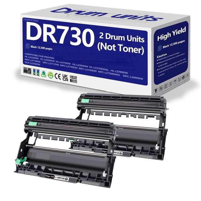 Unidad de batería OKGO! INK DR730 compatible con el paquete de 2 unidades HL-L2350DW
