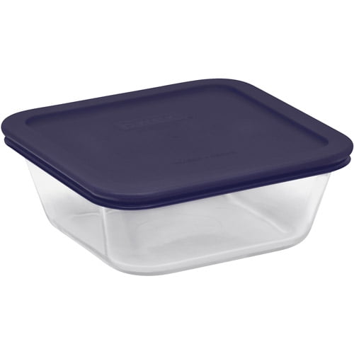 Pyrex 4Piece Storage Plus 4Cup Square Set with Plastic Covers, Glass