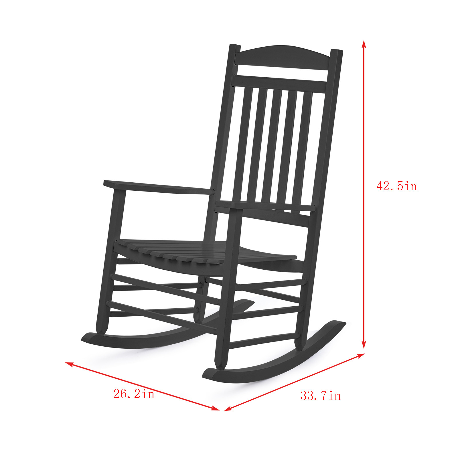 SUNYUAN Indoor Outdoor Wood Rocking Chair Back Lounge Rocker for Home Balcony Garden Porch Patio and Living Room, Black - image 3 of 9