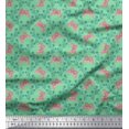 thumbnail image 1 of Soimoi Green Georgette Viscose Fabric Flower & Butterfly Print Sewing Fabric BTY 42 Inch Wide, 1 of 3