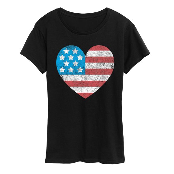 Instant Message - USA Flag Heart Short Sleeve Graphic T-Shirt