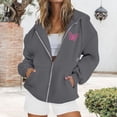 thumbnail image 2 of ZSQDM Women's Hoodies Sweatshirts Long Sleeve Pullover Sweater Breast Cancer Awareness Hoodies for Women Ribbon Graphic Full Zip Up Sweatshirt Oversized Fleece Jackets Clothes Polyester (Xxl), 2 of 7
