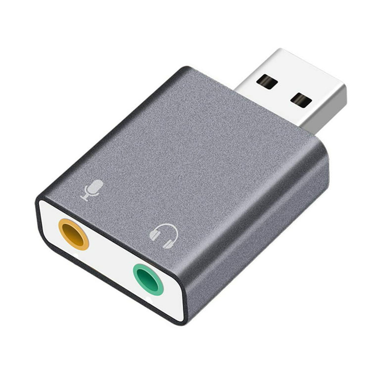 Grøn Chaiselong timeren USB Audio Adapter External Stereo Sound Card with 3.5mm Headphone and  Microphone Jack for Windows, Mac, Linux, PC, Laptops, Desktops, PS4 (GRAY)  - Walmart.com