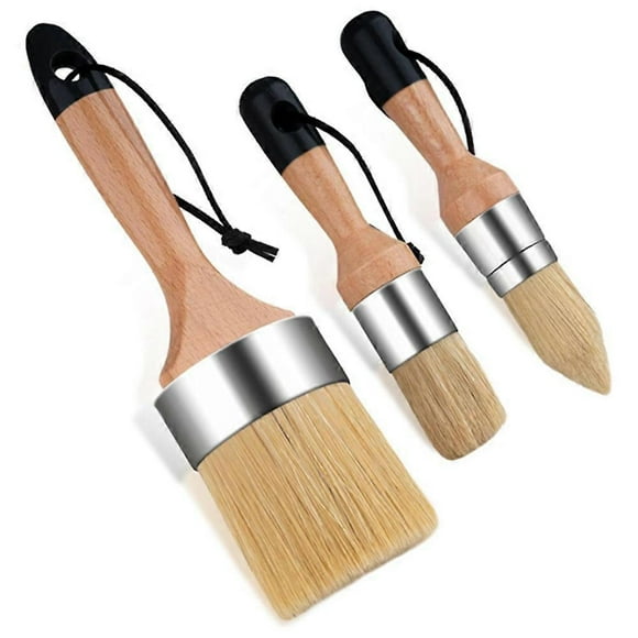 3 Pack Chalk Paint Brush, Wax Paint Brush, Chalk Paint Brushes for Wood, Round Paint Brushes for Pa