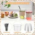 thumbnail image 3 of 50 Sets 16 Oz Clear Plastic Coffee Cups with Lids Straws and Sleeves Disposable Iced Drinking Cups for Iced Coffee Cold Beverage Drink Shops Party Catering Travel Brown Checkerboard, 3 of 5