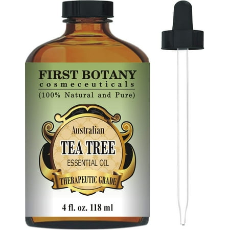 Australian Pure Tea Tree Essential Oil - 4 Fl.oz. with Glass Dropper 100% Natural Therapeutic Oil to Help in Fighting Dandruff, Acne, Toenail Fungus, Yeast Infections, Cold Sores &