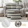 thumbnail image 6 of Black Grey Striped Outdoor Waterproof Pillow Covers, Farmhouse Vintage Stripe Decorative Square Throw Pillowcase Sofa Cushion Sham for Patio/Couch/Chair, 26"x26" 2 Pack, 6 of 8