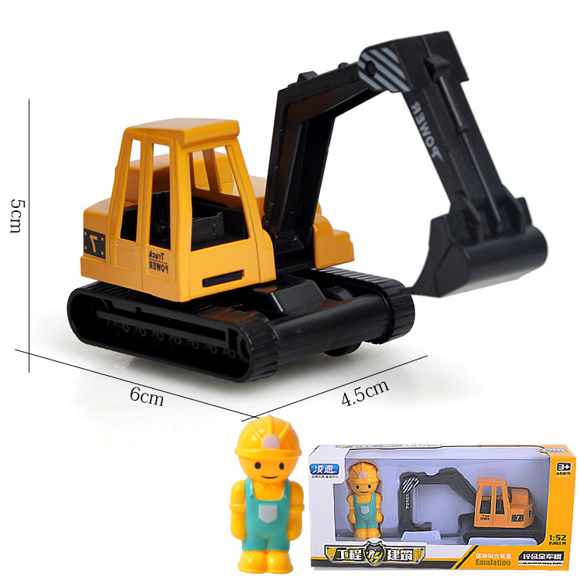 (2 Pieces) Pull Back Alloy Garbage Sorting Toy Car Children Sprinkler Cleaning Sanitation Model Boy Car Gifts (Pull Back Engineering Excavator)