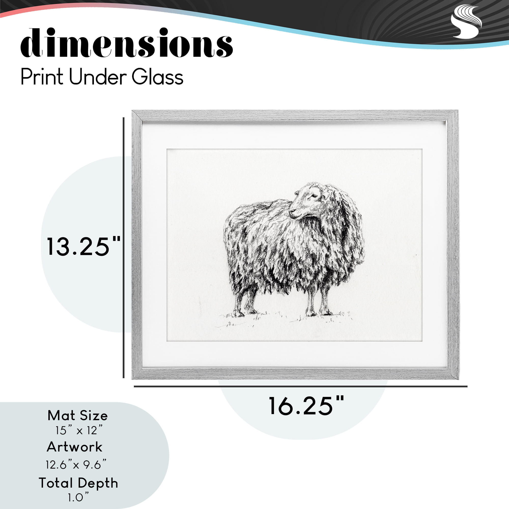 Stupell Industries Sheep in Charcoal Gray Framed Print Under Glass, design by Leah Noel Art