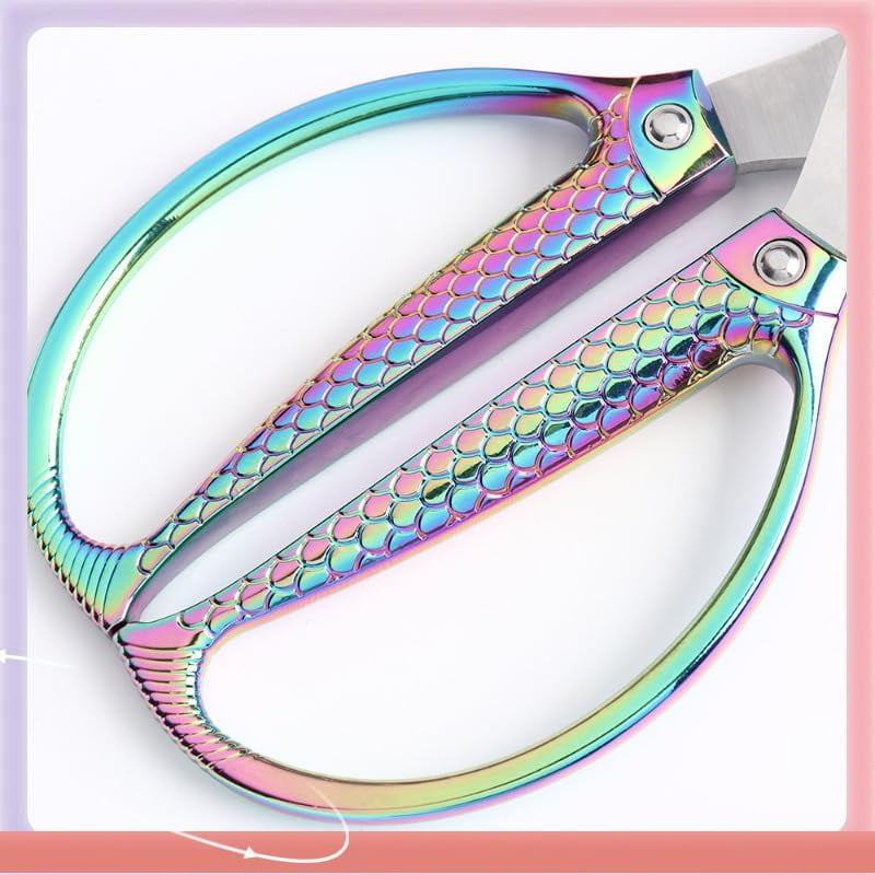 ABCISI Professional Kitchen Scissors, Stainless Steel Kitchen Shears, All Purpose Shears for Sewing Embroidery Tailor Shears Cutter Leather, Ideal for Office & Home Use, Rainbow