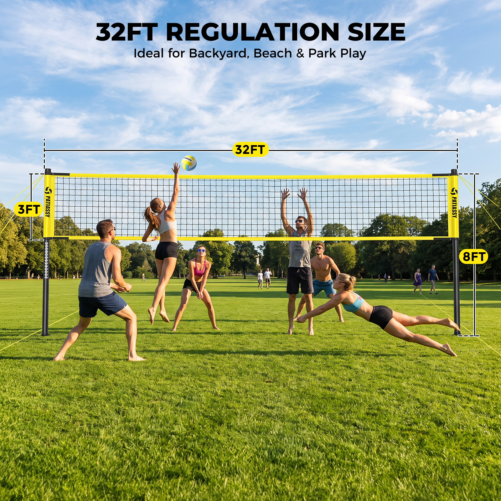 Patiassy 32ft Regulation Volleyball Net System photo 2
