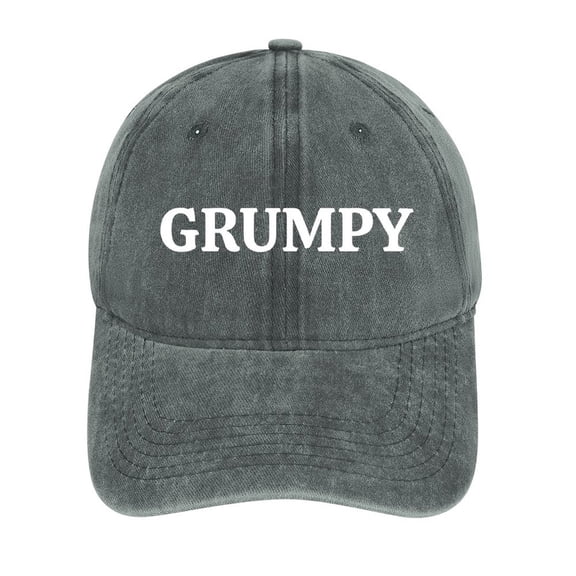 Grumpy Gray Baseball Cap for Men Women, Adjustable Snapback Hats Cotton Hat