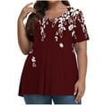 thumbnail image 1 of Blouses Grande Taille Manches Courtes Col en V Haut Décontracté Polyester Chemise pour Femme 1 Pce, 1 of 5