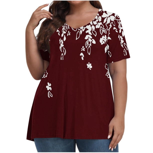 Camiseta de Manga Corta de Cuello en V Sólido Casual, Camisetas de Manga Corta para las Mujeres
