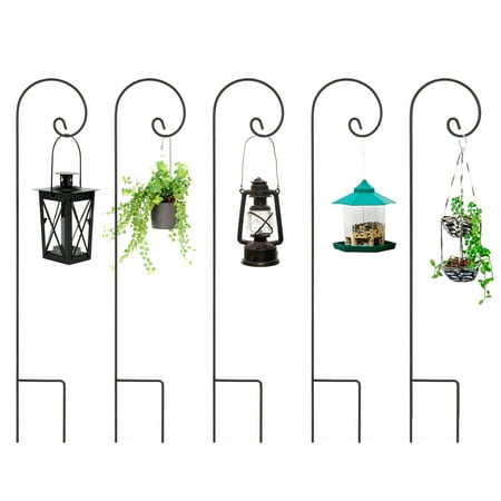 Best Choice Products Set of 5 48-inch Multifunctional Metal Shepherd Hook Stands for Outdoor Planters, Bird Feeders, Lanterns, Outdoor Decor, (Best Time To Visit Bombay Hook)