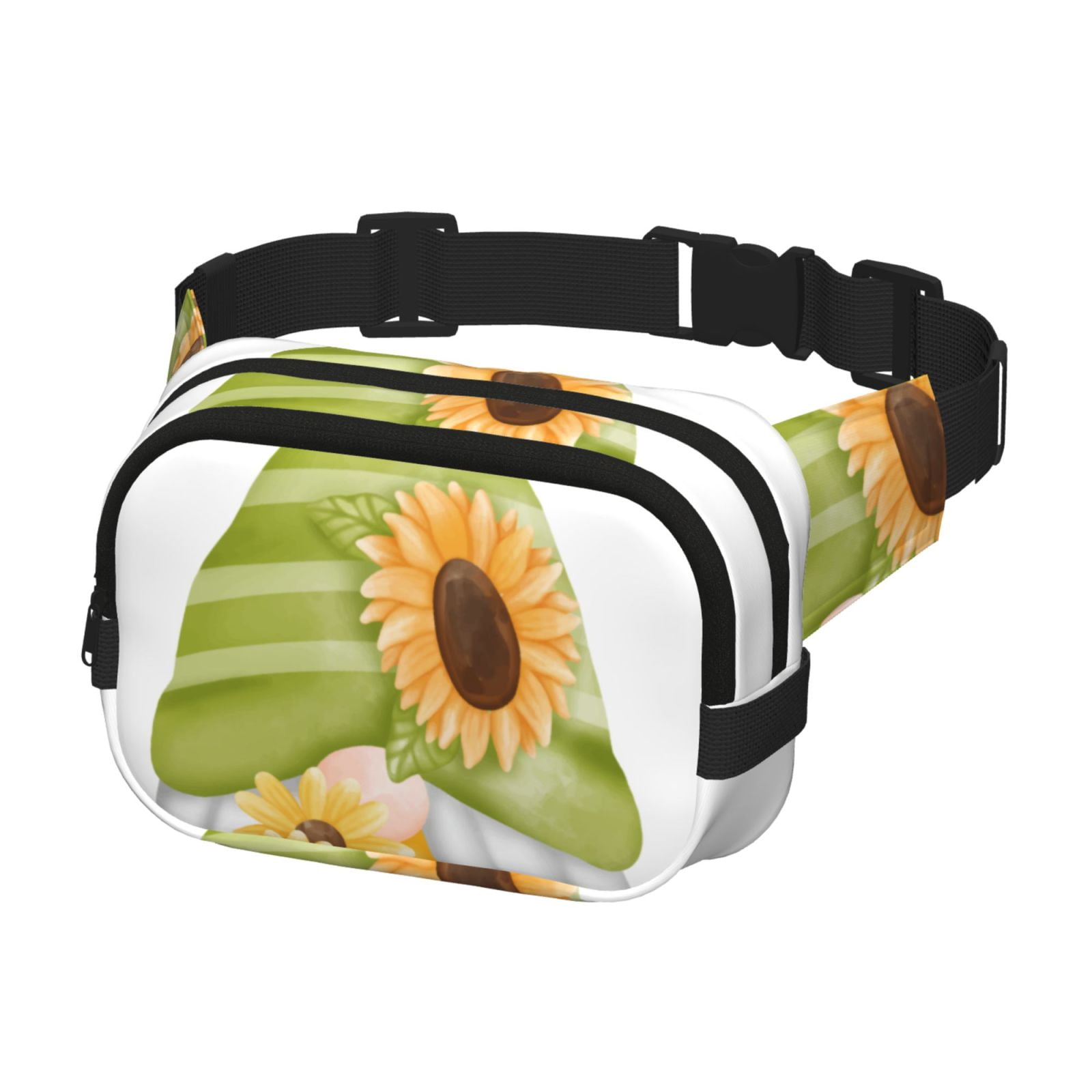 Picia Sunflower Gnomes Print Square Double-Layer Waist Bag Mini Adjustable Waist Belt Bag Exercise Running Travel Hiking