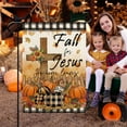 thumbnail image 3 of Fall For Jesus Garden Flag He Never Leaves Cross Pumpkins Maple Leaves for Outside Party Fall Thanksgiving Holiday Farmhouse Decoration 12.5 x 18 Inch, 3 of 6