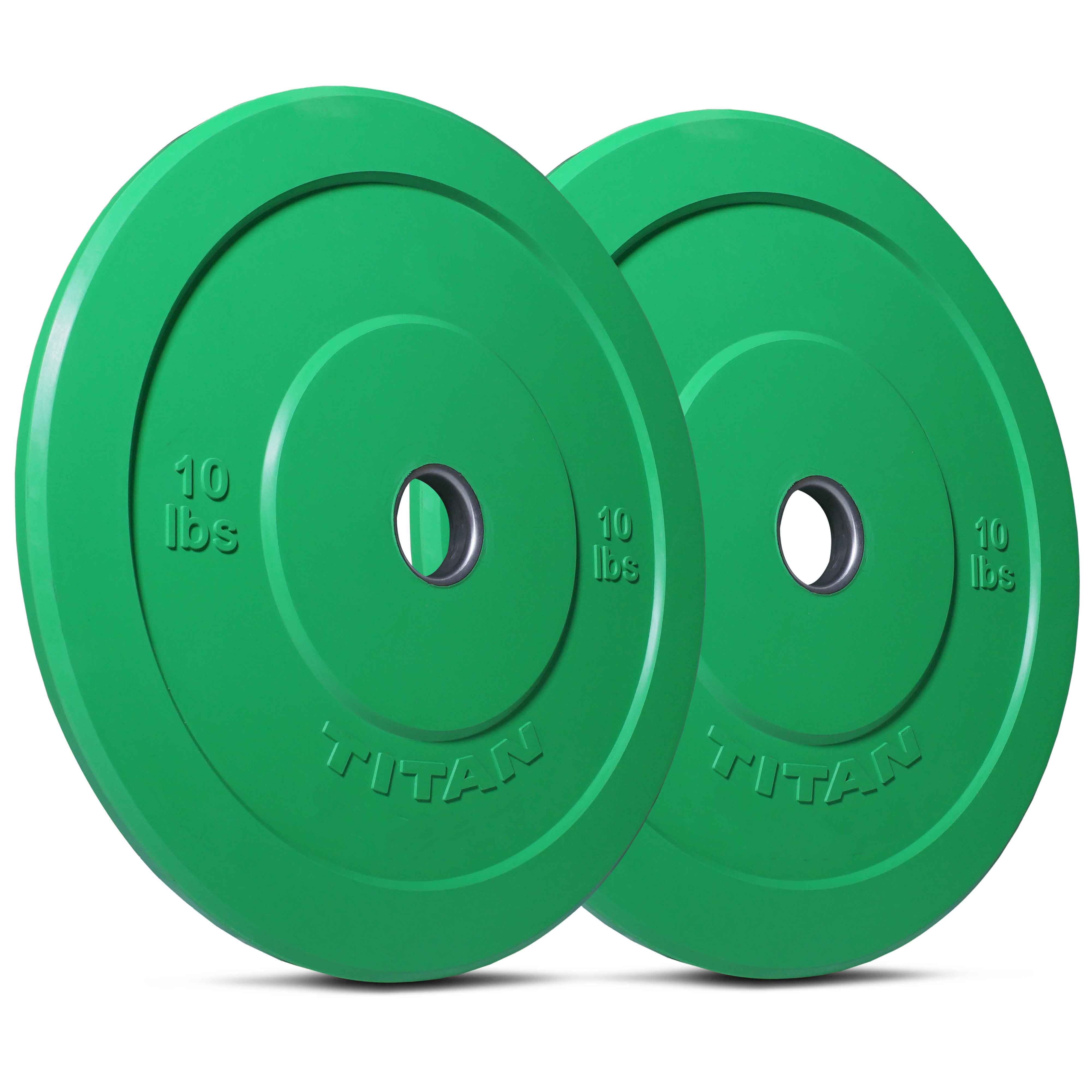TITAN FITNESS 10LB OLYMPIC COLOR BUMPER WEIGHT PLATES PAIR GREEN NEW *FAST SHIP* 