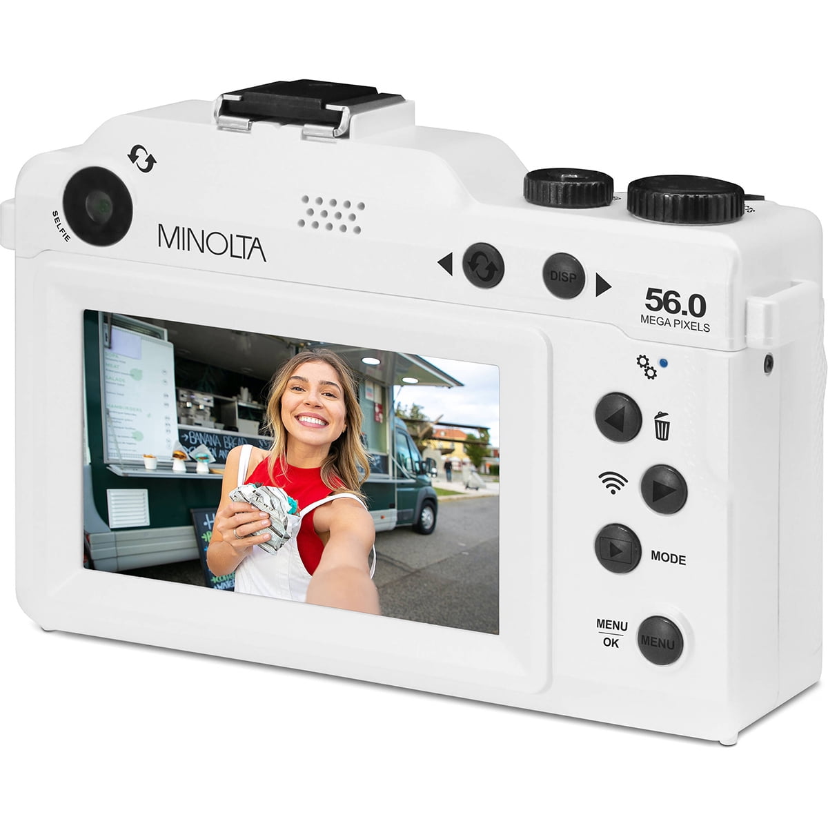 Minolta Minolta MND65 Selfie Shot Digital Camera, White with Teal Faceplate