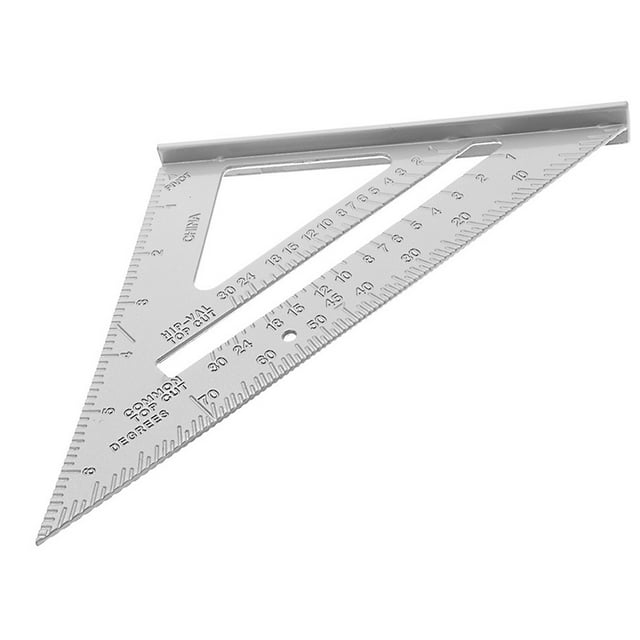 Escuadra de carpintero multifuncional de aleación de aluminio de 7 pulgadas con sistema métrico imperial para carpintería, color plateado