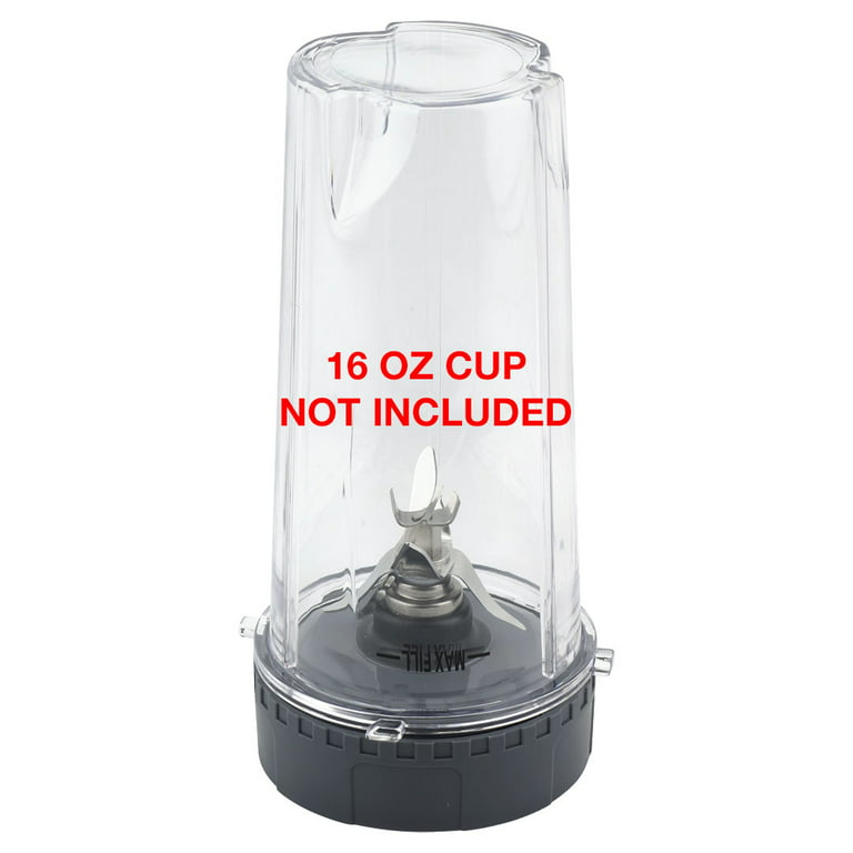 2 Pack 16 oz Cups with Sip & Seal Lid and Pro Extractor Blade Assembly Replacement Part Compatible with Nutri Ninja QB3000 Series 476KKU3000 5 Fins
