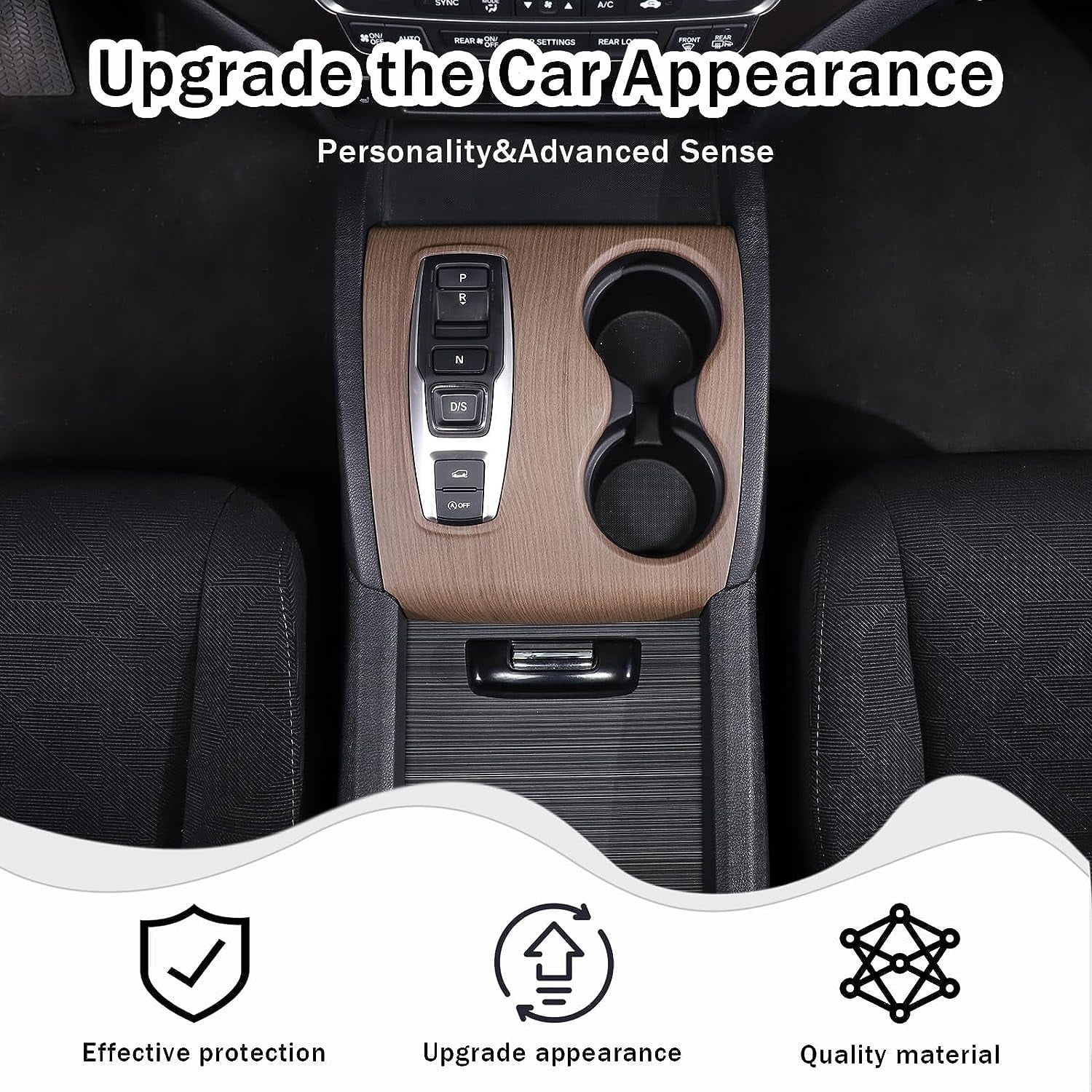 TINKI Gear Shift Panel Cover Trim for Honda Pilot 2016-2022/ Ridgeline 2020-2023/ Passport 2019-2023, ABS Automotive Center Consoles Cup Holder Cover Protector Accessories