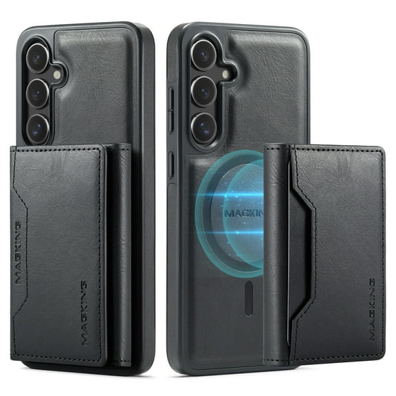 Dteck for Samsung Galaxy S24 Case Detachable Wallet Case with Card Holder, Samsung Galaxy S24 Magnetic Case Compatible with MagSafe, PU Leather RFID Blocking Flip Kickstand Credit Slots,Black
