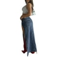 thumbnail image 6 of Cenuakty Women´s Spring Summer Long Denim Skirt Blue High Waist Side Split Streetwear Skirt, 6 of 9