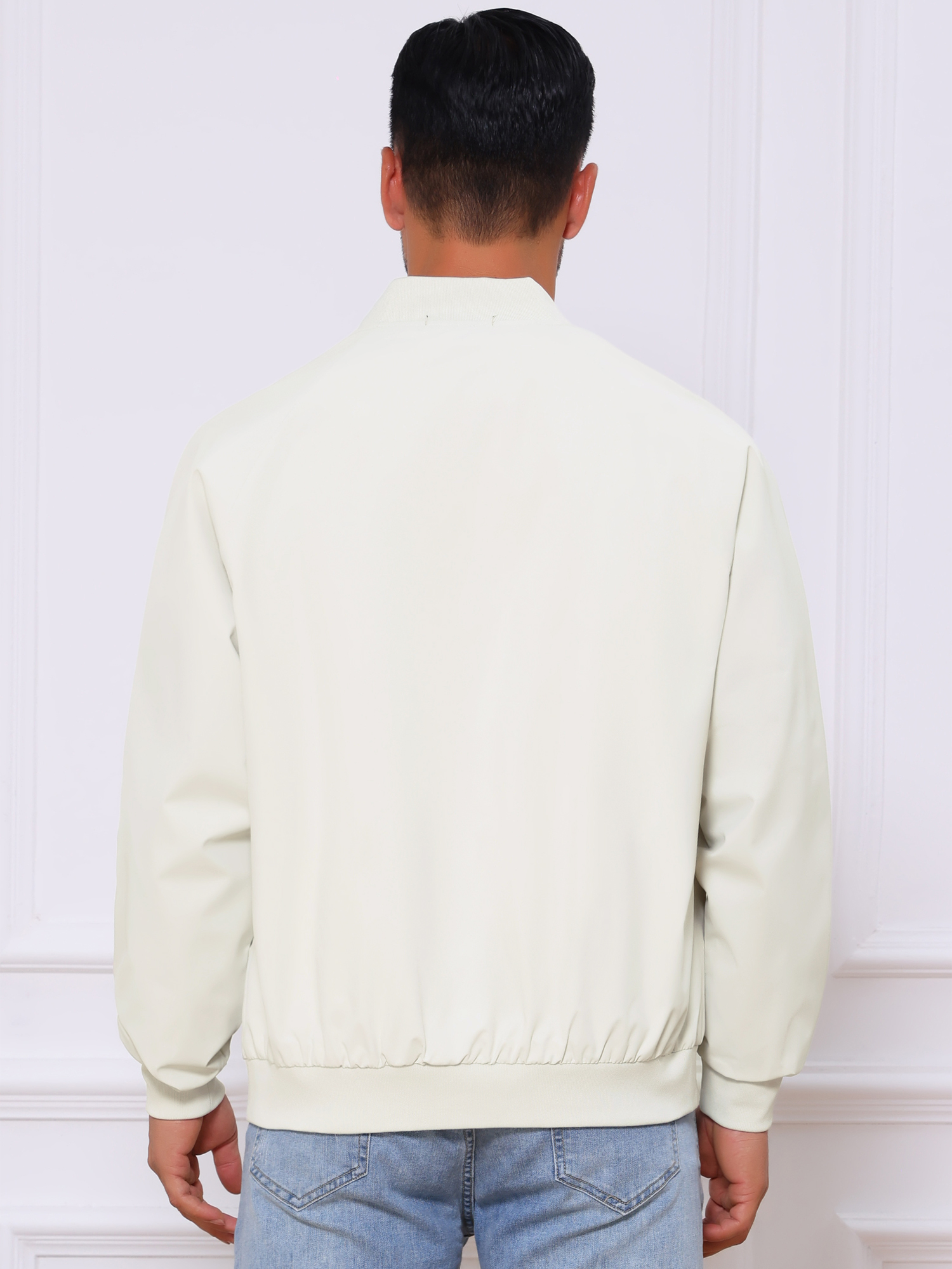 DARING DIVA Casual Stylish Lightweight Full Zip Up Bomber Jacket M Beige