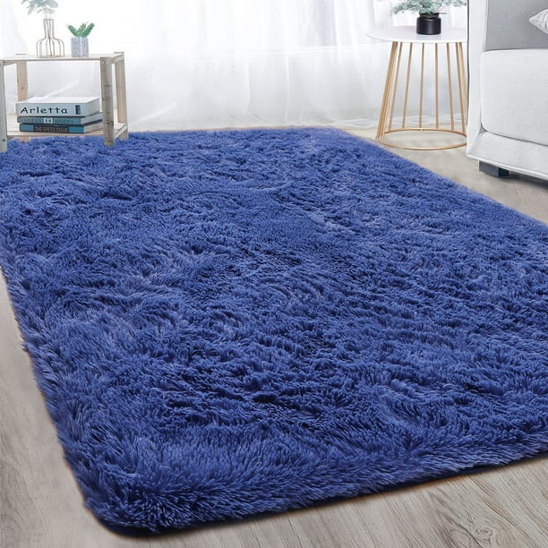 Alfombra Merelax de felpa grande para interiores, 152 x 244 cm, color azul claro