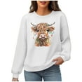 thumbnail image 4 of Waffle Sweatshirts for Womens Christmas Loose Crewneck Long Sleeve Shirts Christmas Cow Printed Sweaters Casual Fashion Xmas Holiday Party Pullover Tops, 4 of 6