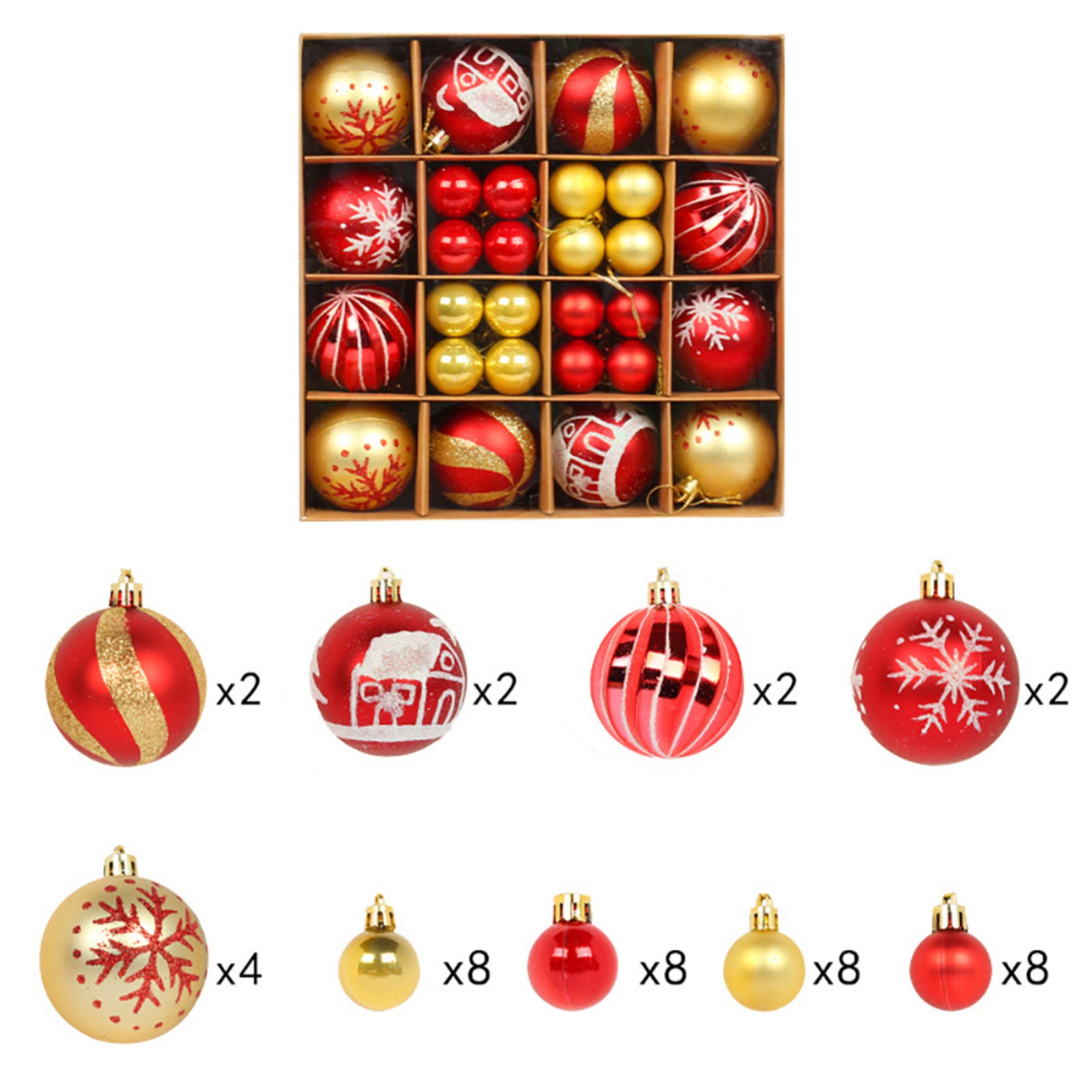 Christmas Ball Ornaments,44 pcs 2.36"Christmas Shatterproof Balls