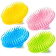 thumbnail image 1 of Paquete de 4 cepillos exfoliantes para el cuero cabelludo, cepillo de limpieza flexible para el cuero cabelludo, cepillo de champú para el cuero cabelludo de ducha para el hogar, la oficina, los viajes y las mascotas (azul flexible/rosa/naranja/verde). Rojo Verde MX-0127128FYD, 1 of 1