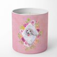 thumbnail image 1 of Caroline's Treasures Mini Caniche Blanc Fleurs Roses 10 oz Pot de Soja Décoratif-Bougies, 1 of 2