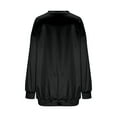 thumbnail image 5 of CQONEPT Womens Pullover Tops Satin Silk Crewneck Sweatshirts Loose Fit Fall Winter Outfit Stretchy Trendy Clothes Black XL, 5 of 6