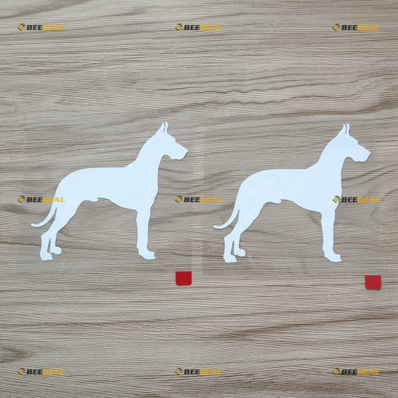 2X White 4" Great Dane Dog Decal Sticker Car Vinyl
