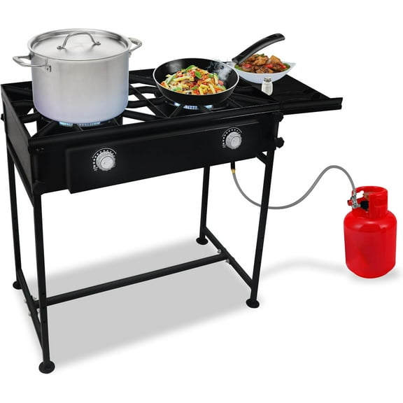 SONRET - Double Burner Propane Stove - 1,50,000 BTU - with Detachable Legs & Side Shelf