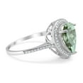 thumbnail image 2 of Natural Green Amethyst Prasiolite Yellow Tone Silver Size-10 Art Deco Pear Teardrop Vintage Style Cocktail Ring Halo CZ Wedding Engagement Ring 925 Sterling Silver Gift For Her, 2 of 6